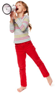 full length girl with megaphone